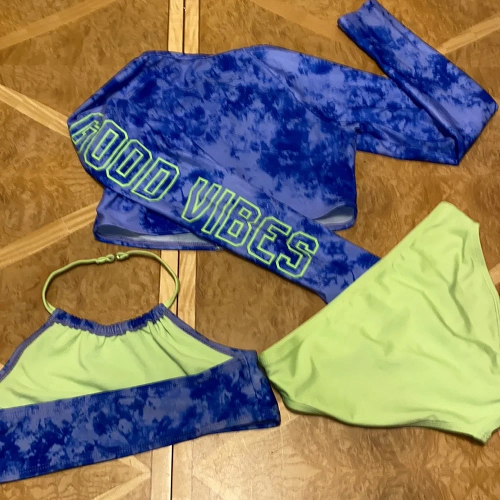 Wonder Nation Girls 3 Piece Swim Set size 10-12 - Picture 4 of 6